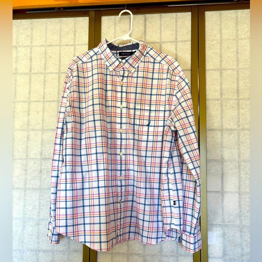 Nautica Men’s Multicolor Plaid Button-Down Shirt, XL